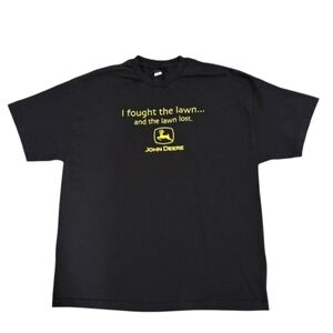 John Deere Black T-Shirt with Green & Yellow Logo